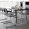 Modern simple dining table and chair combination 3d model