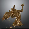 Golden Dragon Sculpture With Intricate Mechanical Design Detailed Wings And Claws