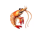 Cute Cartoon Orange Spotted Shrimp With Big Eyes And Long Antennae