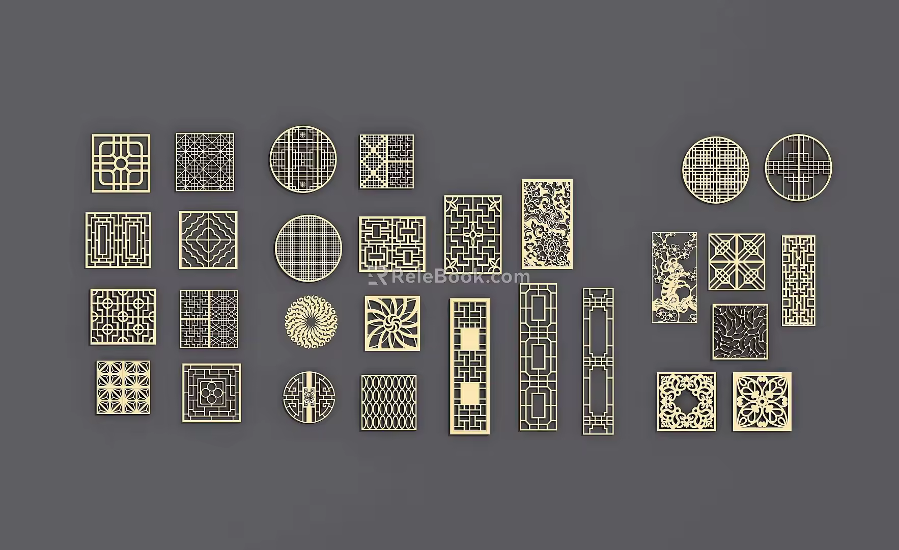 Chinese-style openwork window lattice window 3d model