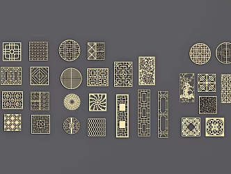 Chinese-style openwork window lattice window 3d model