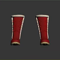Red Winter Boots With Faux Fur Trim White Laces And Beige Sole