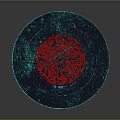 Teal Candle Holder With Intricate Cut Out Patterns And Red Candle On Reflective Base