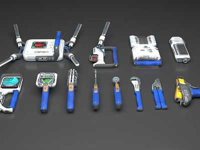Industrial Equipment Collection Featuring Handheld Tools Testing Meters Detection Devices Pliers And Screwdrivers 3d model