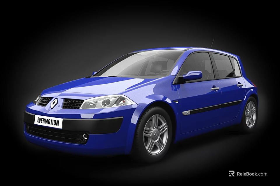 Renault Blue Hatchback Car With Alloy Wheels And Sporty Exterior Design 3d model 