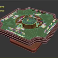 Mahjong Gaming Furniture Table With Green Tabletop Brown Frame And Arranged Tiles