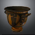 Ancient Greek Decorative Vase With Black Orange Figural Scenes And Handles