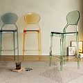 Transparent Modern Bar Stools With Sleek Design And Multiple Color Options 3d model