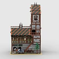 LEGO toy blocks medieval building house scene 3d model
