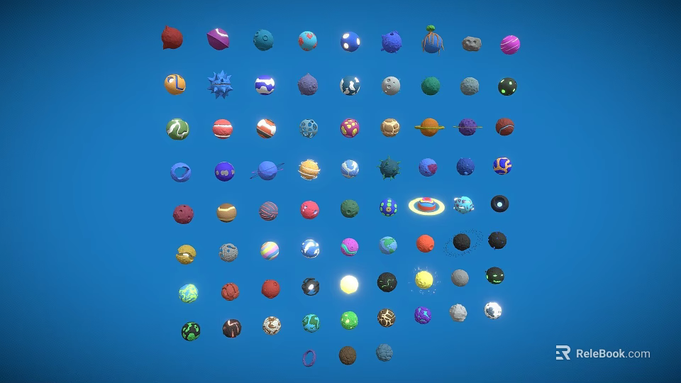 Colorful Circular Patterns With Various Designs Shapes And Colors On Blue Background 3d model 