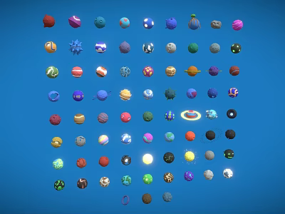 Colorful Circular Patterns With Various Designs Shapes And Colors On Blue Background 3d model