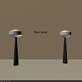 Two Modern Floor Lamps With Black Base And Light Shade For Interior Decor 3d model