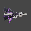 Game and Movie Character with Rabbit Ears White Body Black Armor Purple Spikes and Dots