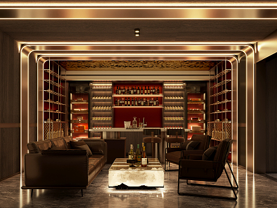 Light Luxury Bar Video Wine Cigar Area 3d model