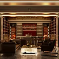 Luxury Bar Interior Design with Wine Racks Bar Counter Leather Sofas and Armchairs
