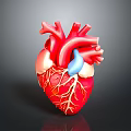 Realistic Human Heart Organ 3D Model With Detailed Blood Vessels And Anatomical Structure