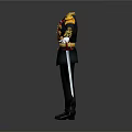 Ornate Military Uniform Design With Golden Epaulets Red Sash And Sword