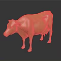 Golden Cow Sculpture with Metallic Shine and Reflective Base on Dark Background