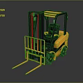 Industrial Yellow Forklift With Cab Lifting Forks And Reflective Surface 3d model