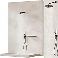 Sleek Modern Black Wall Mounted Shower Head With Handheld Sprayer On Light Bathroom Wall