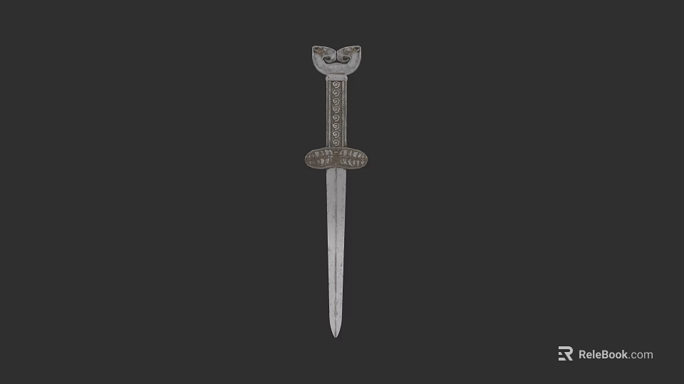 Ancient Decorative Sword With Ornate Hilt And Intricate Carvings Long Sharp Blade 3d model 