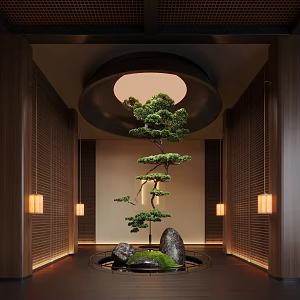 New Chinese Style Aisle Landscape Device Hanging Tree 3d model
