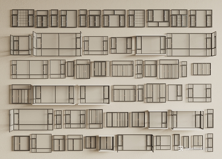 Stylish Modern Casement Windows With Durable Aluminum Frame And Energy Efficient Double Glazed Panels 3d model 