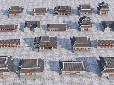 Ancient Chinese Architecture Models With Various Traditional Roofs And Classic Structures 3d model