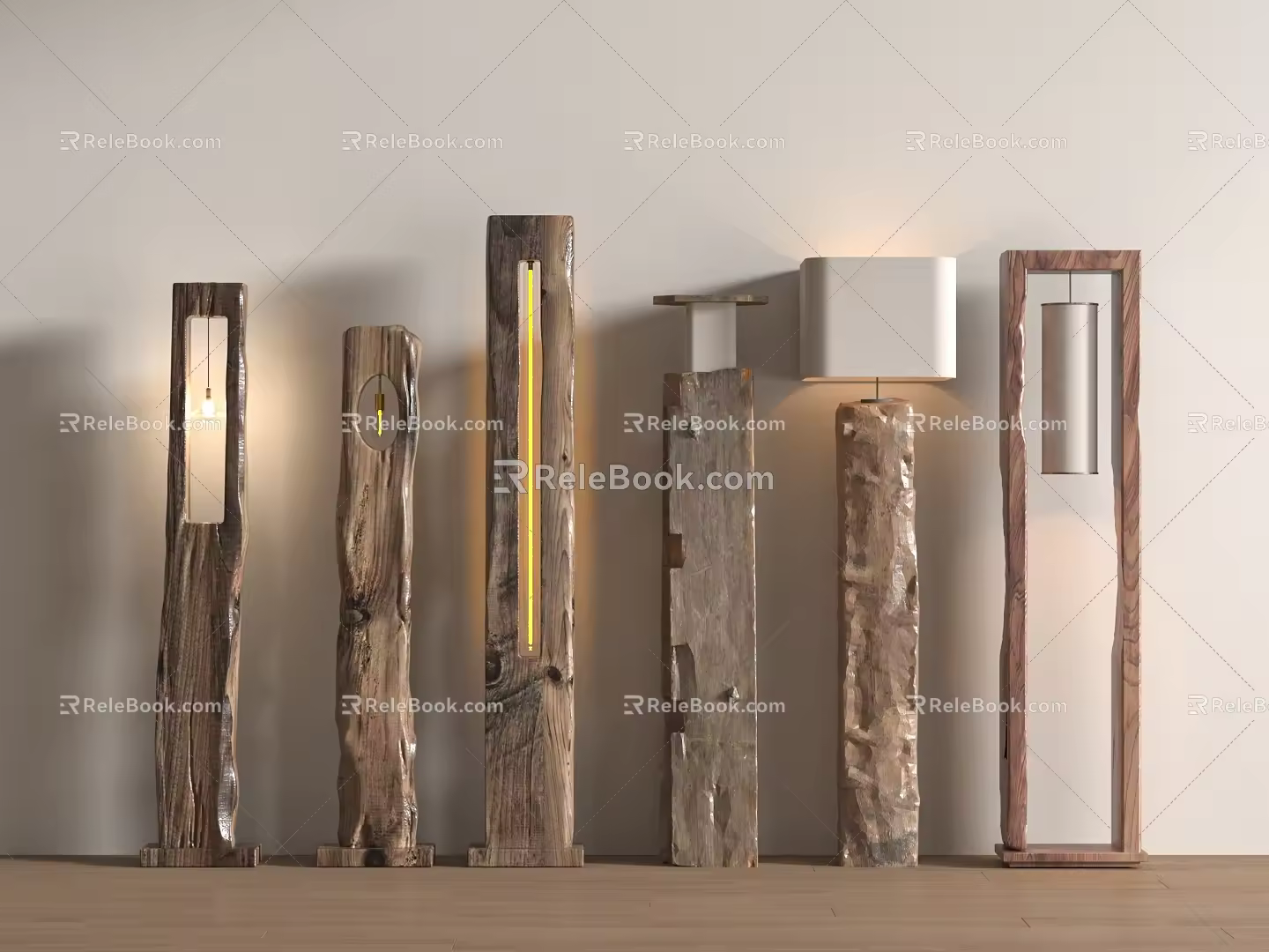 Middle Ancient Floor Lamp Modern Log Lamps Log Floor Lamp Wall Lamp 3d model