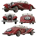 Red Vintage Convertible Car With Open Top Classic Design And Chrome Accents