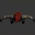 Futuristic 3D Character Model With Red Hair And Torn Leather Outfit Standing Pose