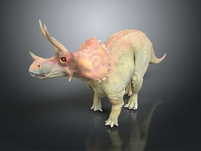 Colorful Detailed Triceratops Dinosaur Model in Realistic Standing Pose with Textured Skin 3d model