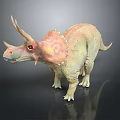 Colorful Detailed Triceratops Dinosaur Model in Realistic Standing Pose with Textured Skin