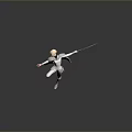 Man Wearing White Clothes Holding a Sword With Green Glow Jumping In Air