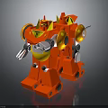 Orange Robot Character with Yellow Details and Mechanical Joints as Playful Toy Figure