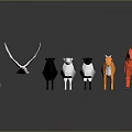 Colorful Origami Style Animal Figurines Arranged In Various Types And Sizes