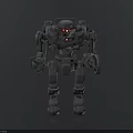 3D Model Mechanical Mech Character With Gray Armor And Red Eyes