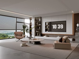 Modern Italian Living Room Light Luxury TV Background Wall 3d model
