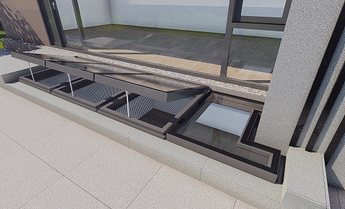 Skylight hanging on the lighting well of the villa 3d model