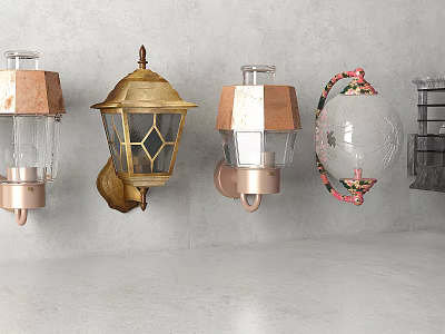 Stylish Wall Lamps With Various Designs And Materials For Interior Decor 3d model