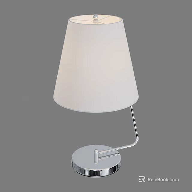 Modern Table Lamp With White Lampshade And Silver Metal Base Design 3d model