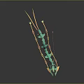 3D Rendered Green Dragon Creature With Blue Yellow Accents Chains And Ribbons