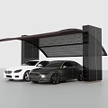 Modern Parking Carport With Black Frame And Curved Roof For Two Cars