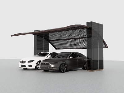 Car shed awning 3d model