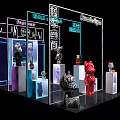 Trendy Toys Art Center Display Space Featuring Colorful Bear Figurines And Neon Lights