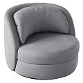 Modern Gray Armchair Featuring Round Design Soft Curved Backrest And Comfortable Seat