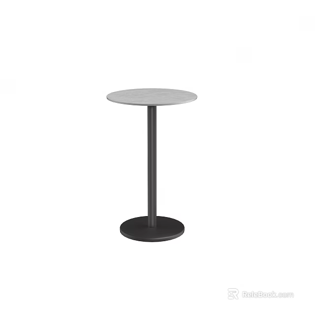 Modern Bar Counter With Round Marble Top And Black Metal Base Design 3d model 