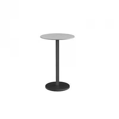Modern Bar Counter With Round Marble Top And Black Metal Base Design 3d model