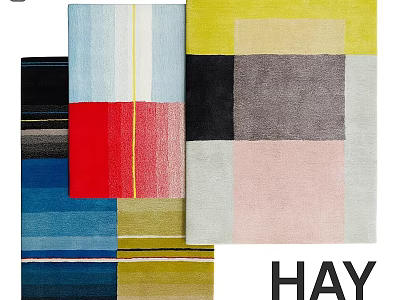 Modern Square Rug With Colorful Geometric Blocks And Vibrant Patterns 3d model