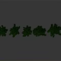 Green Trees with Slender Trunks and Lush Leaves Arranged in a Row Against Grey Background